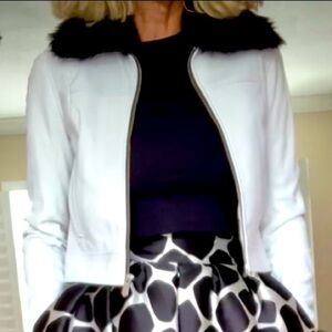 The Mighty Company The Lincoln Cropped Leather Jacket White Small Fitted